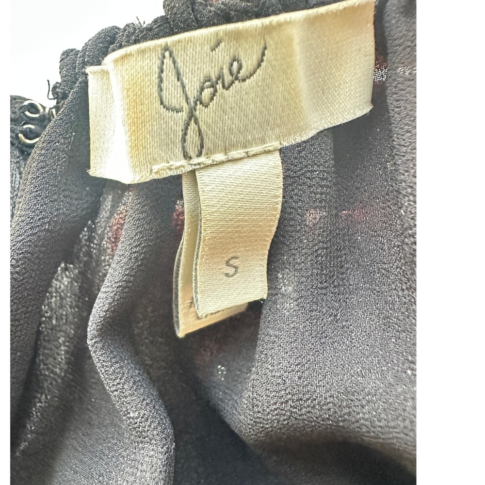 Joie Halter Top Silk Blend Black Silver Metallic Clip Dot Peplum Small Evening - Picture 4 of 13